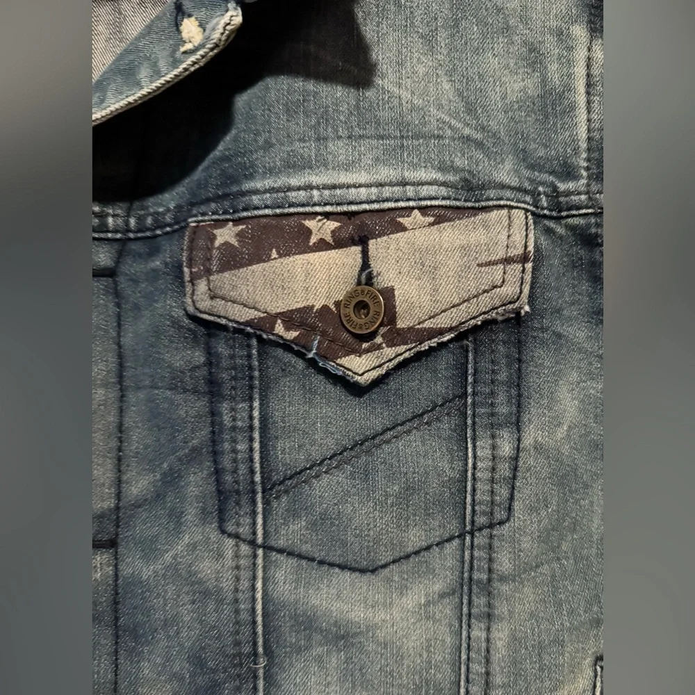 Ring of Fire Downtown Los Angeles Blue Stud Biker Jean Vest